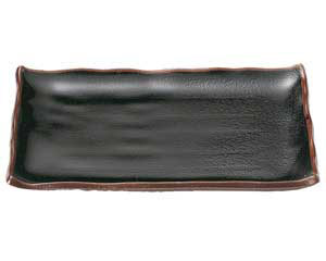 和食器 ツ436-228 ゆず天目 手造長角11.0皿【メイチョー】