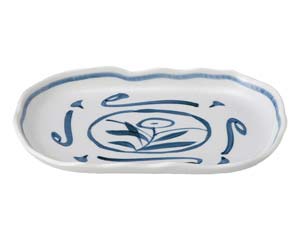 【まとめ買い10個仕掛ける品】和食器  ホ145-118 墨付き唐草 9.0小判皿【とり止める/返品不可】【メイチョー】