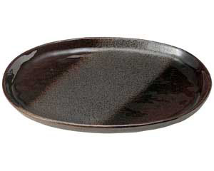 【まとめ買い10個セット品】和食器 ロ465-058 鉄釉布目 小判11.0皿【キャンセル/返品不可】【メイチョー】