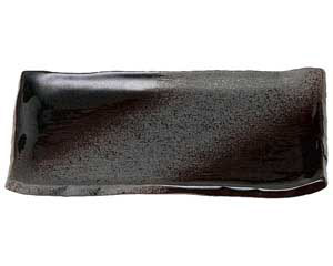 【まとめ買い10個セット品】和食器 ロ465-188 鉄釉布目 長角7.0皿【キャンセル/返品不可】【メイチョー】