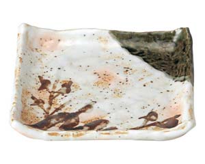 【まとめ買い10個セット品】和食器 ツ488-698 白タタキサビ木 正角皿【キャンセル/返品不可】【メイチョー】
