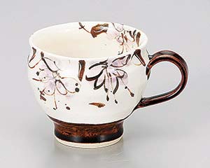 【まとめ買い10個セット品】 ハ617-078 アメ釉花紋マグ【キャンセル/返品不可】【メイチョー】