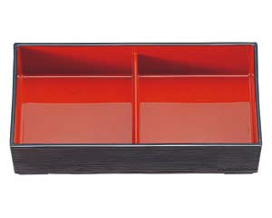 【まとめ買い10個セット品】 エ699-138 [A]8.5寸ヘギ目松花堂 溜内朱2ツ仕切親【キャンセル/返品不可】【メイチョー】