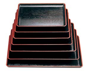 【まとめ買い10個セット品】 ヌ708-128 [A]ケヤキ会席盆 黒天朱SL尺4[ノンスリップ加工]【キャンセル/返品不可】【メイチョー】｜開業プロ メイチョー