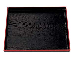 【まとめ買い10個セット品】 エ713-238 [A]正角木目盆 黒天朱9寸【キャンセル/返品不可】【メイチョー】