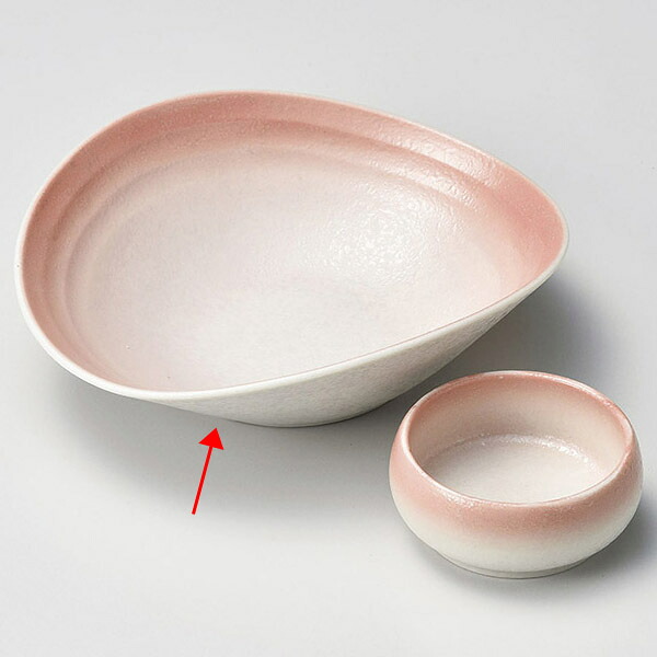 【まとめ買い10個書き割り品】和食器 キ022-248 さくら色吹 たわみ型向付【メイチョー】