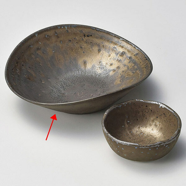 【まとめ買い10個仕掛ける品】和食器 ユ023-078 金たま物 楕円面向付【メイチョー】
