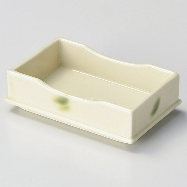【まとめ買い10個セット品】和食器 ロ065-088 黄釉織部流し 重ね長角鉢【メイチョー】