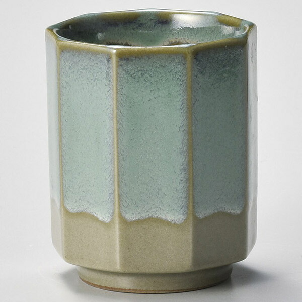 【まとめ買い10個セット品】和食器 テ381-328 青均流し九角湯呑【メイチョー】