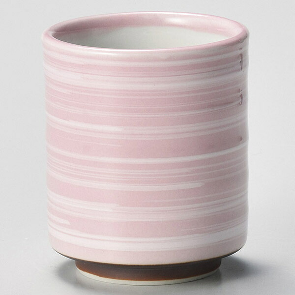 【まとめ買い10個セット品】和食器 ト383-228 ピンク 白刷毛 切立湯呑(小)【メイチョー】
