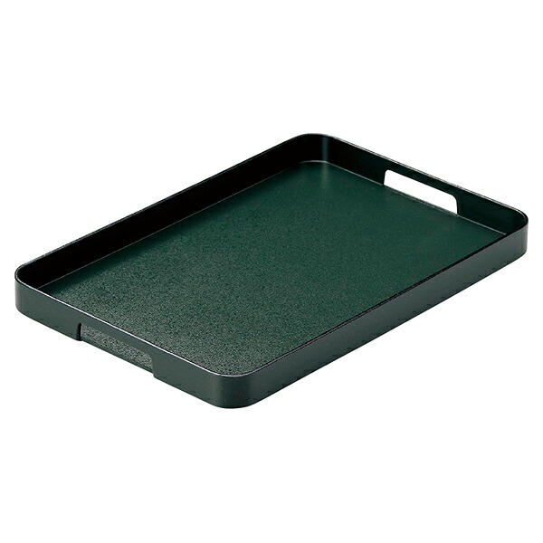 【まとめ買い10個セット品】和食器 エ713-358 [A]運び盆 グリーン石目天黒NS 尺2寸[ノンスリップ加工]【メイチョー】
