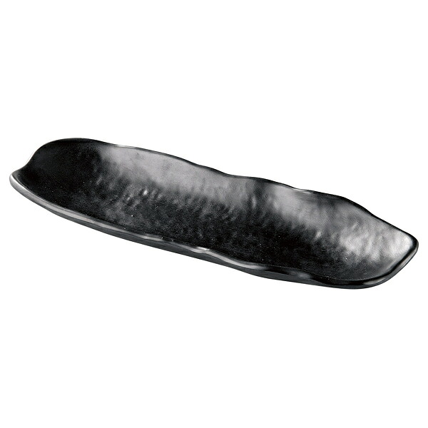 【まとめ買い10個セット品】和食器 ヌ724-218 [M]26.3ひねり変り舟型長皿 黒マット【メイチョー】