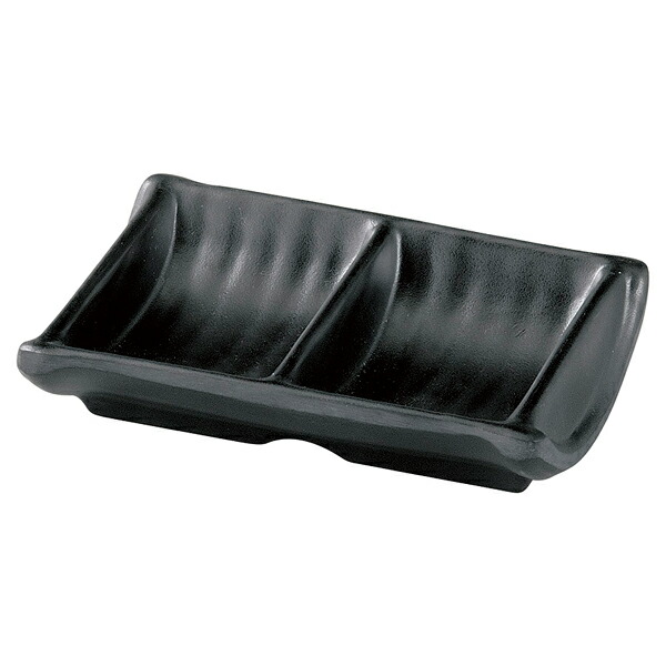 【まとめ買い10個セット品】和食器 ヌ724-318 [M]12.1樽割内筋二ツ切皿 黒マット【メイチョー】