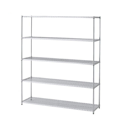 ワイヤーラック 重量棚展開 H212cm 5段 D45.7cm W182.2cm 61-62-11-4 【シリーズ什器 ワイヤーラック・スチールラック ワイヤーラック重量棚タイプ ワイヤーラック 重量棚展開 H212cm 5段スチールラック】【メイチョー】|開業プロ メイチョー