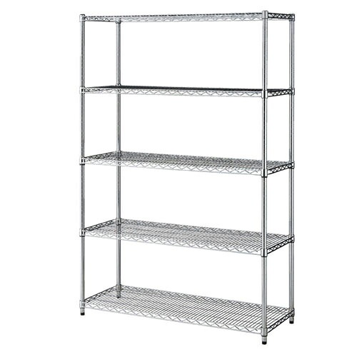 ワイヤーラック D45cmタイプ キャスター無し H181cm 5段 D45.7cm W121.2cm 61-62-6-3 【シリーズ什器 ワイヤーラック・スチールラック ワイヤーラックベーシックタイプ ワイヤーラック D45cmタイプ キャスター無し H181cm 5段スチールラック】【メイチョー】