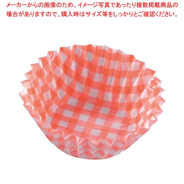 【まとめ買い10個セット品】 紙ケースカラー(500枚入)5号 深口 チェック赤【厨房館】