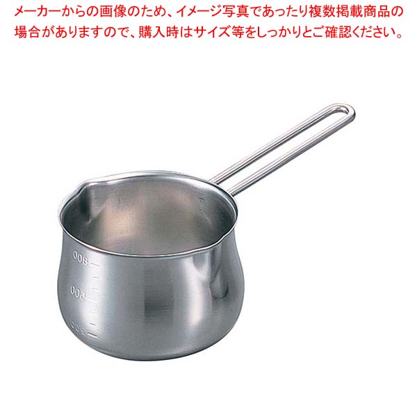 【まとめ買い10個セット品】18-8 ミルクパン(目盛付)13.8cm 1.3L ワイヤーハンドル【厨房館】