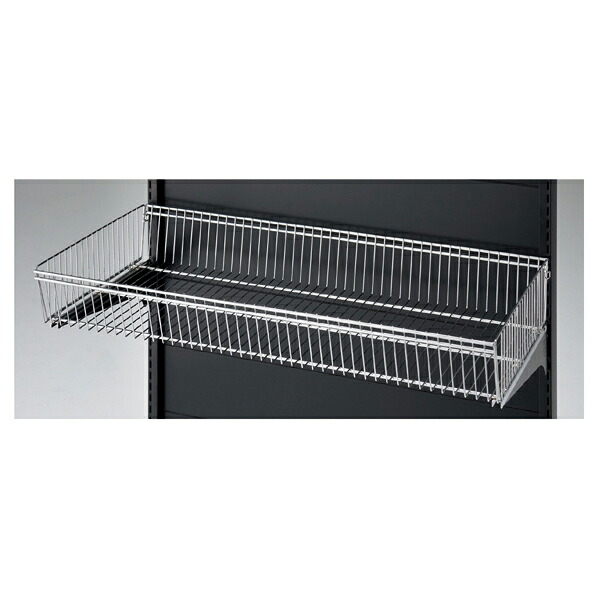 KZ ブラック用ワイヤーバスケットセットW90×D35cm 61-423-30-2 【システム什器 システムオプション スリット式システムオプションW90cm ワイヤーバスケットセット 3段可変式 W90cm ブラック】【厨房館】