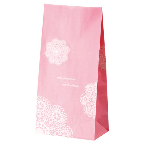 【まとめ買い10個セット品】 レースィ 角底紙袋 S ピンク 100枚 61-261-12-3 【店舗備品 店舗インテリア 店舗改装】【厨房館】