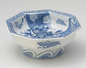 【まとめ買い10個セット品】和食器 オ017-138 八角高台祥瑞刺身鉢【キャンセル/返品不可】【厨房館】