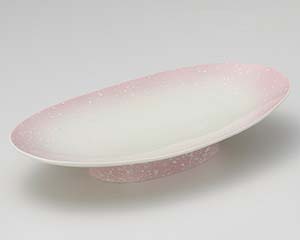 【まとめ買い10個セット品】和食器 ミ018-118 ピンク白吹 高台 楕円皿【キャンセル/返品不可】【厨房館】|業務用厨房機器の飲食店厨房館