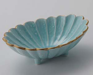 【まとめ買い10個セット品】和食器 ミ019-098 鳴海青地菊型向付【キャンセル/返品不可】【厨房館】