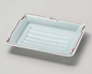 【まとめ買い10個セット品】和食器 ミ040-098 青地赤絵角向付【キャンセル/返品不可】【厨房館】
