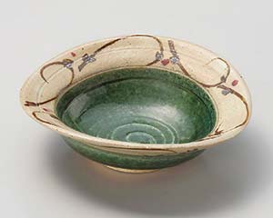 【まとめ買い10個セット品】和食器 ネ034-158 織部たこ唐草ひねり4.5寸鉢【キャンセル/返品不可】【厨房館】