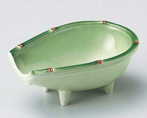 【まとめ買い10個仕掛ける品】和食器  ロ061-068 緑彩箕型小鉢【とり止める/返品不可】【御厨子所館】