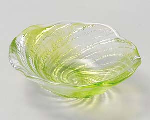 【まとめ買い10個セット品】和食器 ハ076-118 荒波グリーン小判豆鉢(ガラス)【キャンセル/返品不可】【厨房館】