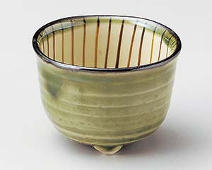 【まとめ買い10個仕掛ける品】和食器  ロ078-198 織部櫛目参足深鉢【とり止める/返品不可】【御厨子所館】