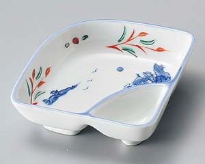 【まとめ買い10個セット品】和食器 カ095-048 赤絵京山水扇型仕切鉢【キャンセル/返品不可】【厨房館】｜業務用厨房機器の飲食店厨房館