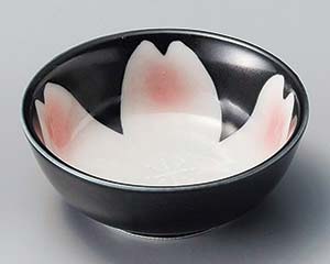 【まとめ買い10個仕掛ける品】和食器  ミ096-268 黒釉桜花丸鉢【とり止める/返品不可】【御厨子所館】