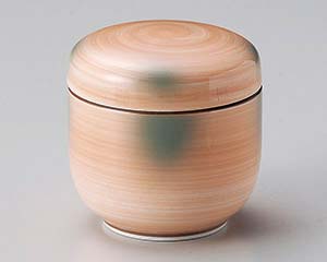 【まとめ買い10個セット品】和食器 ツ111-098 オレンジ巻グリーン吹夏目型むし碗【キャンセル/返品不可】【厨房館】