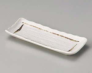 【まとめ買い10個セット品】和食器 ヤ133-148 粉引ライン突出皿【キャンセル/返品不可】【厨房館】
