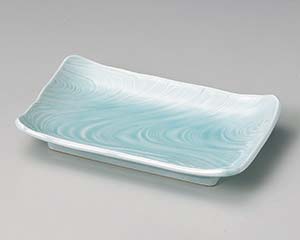 【まとめ買い10個仕掛ける品】和食器  ミ136-168 青磁流れ長角9.0皿【取り止める/返品不可】【勝手もと館】 キッチン用品・食器・調理器具-食器