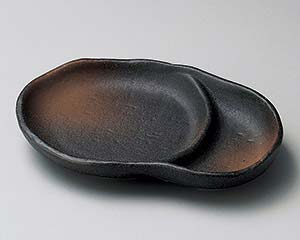 【まとめ買い10個セット品】和食器 カ152-248 黒伊賀仕切皿【キャンセル/返品不可】【厨房館】