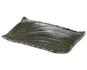 【まとめ買い10個セット品】和食器 ワ159-048 黒織部枯山水26cm角皿(小)【キャンセル/返品不可】【厨房館】