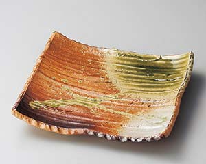 【まとめ買い10個セット品】和食器 メ161-128 古信楽8.0足付そぎ長角皿【キャンセル/返品不可】【厨房館】
