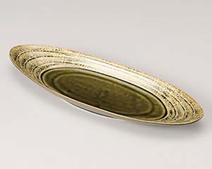【まとめ買い10個仕掛ける品】和食器  ミ194-018 織部金タタキうずダ円お皿【取り止める/返品不可】【勝手もと館】 食器-皿・プレート-キッチン用品・食器・調理器具