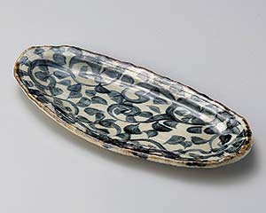 【まとめ買い10個セット品】和食器 オ195-108 タコ唐草楕円長皿【キャンセル/返品不可】【厨房館】