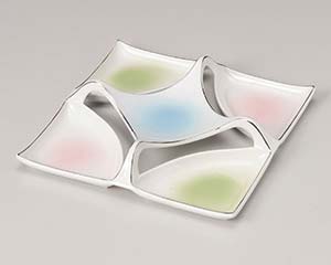 【まとめ買い10個セット品】和食器 ミ202-098 三彩五品盛正角皿【キャンセル/返品不可】【厨房館】