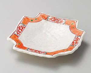 【まとめ買い10個セット品】和食器 オ205-058 赤絵四ツ切皿【キャンセル/返品不可】【厨房館】