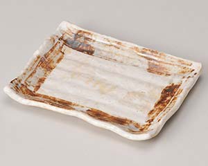 【まとめ買い10個セット品】和食器 ロ223-168 志野 渕波長角銘々皿【キャンセル/返品不可】【厨房館】