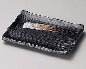 【まとめ買い10個セット品】和食器 ホ223-258 黒白刷毛長角皿(小)【キャンセル/返品不可】【厨房館】