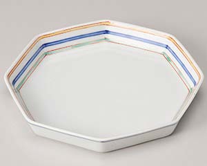 【まとめ買い10個セット品】和食器 ロ228-038 渕三色八角6.0皿【キャンセル/返品不可】【厨房館】