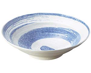 和食器 ワ244-058 白玉粉引青刷毛渦尺鉢【厨房館】