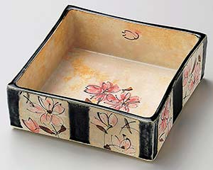 【まとめ買い10個仕掛ける品】和食器  ト254-048 手描四方鉢【とり止める/返品不可】【御厨子所館】