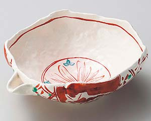 【まとめ買い10個書き割り品】和食器  ア254-148 志野赤絵片口8.0鉢【とり止める/返品不可】【勝手もと館】