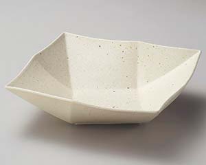 【まとめ買い10個セット品】和食器 ネ260-128 粉引オリメ角鉢中【キャンセル/返品不可】【厨房館】